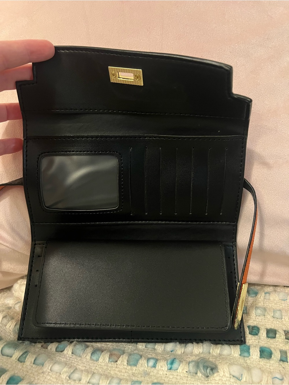 INSPIRED Orange Leather Turn-Lock Wallet Clutch - Picture 4 of 9